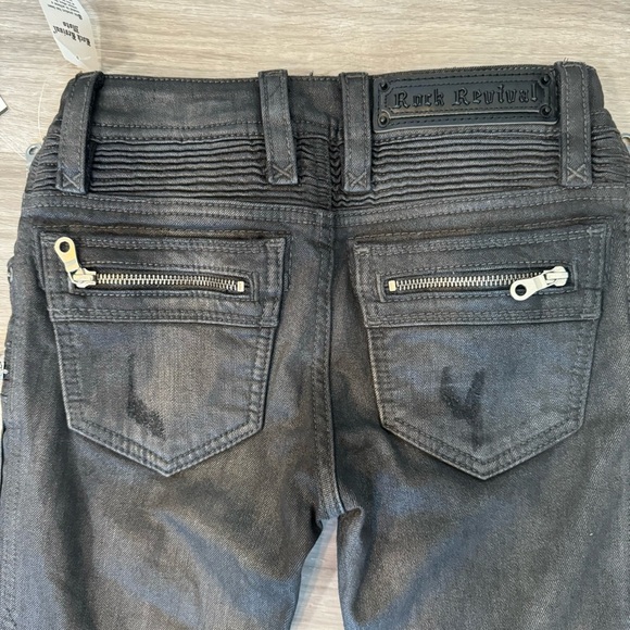 Rock Revival Gray Camille Skinny Moto Jeans NWT Size 24 Waist​ - Picture 2 of 12